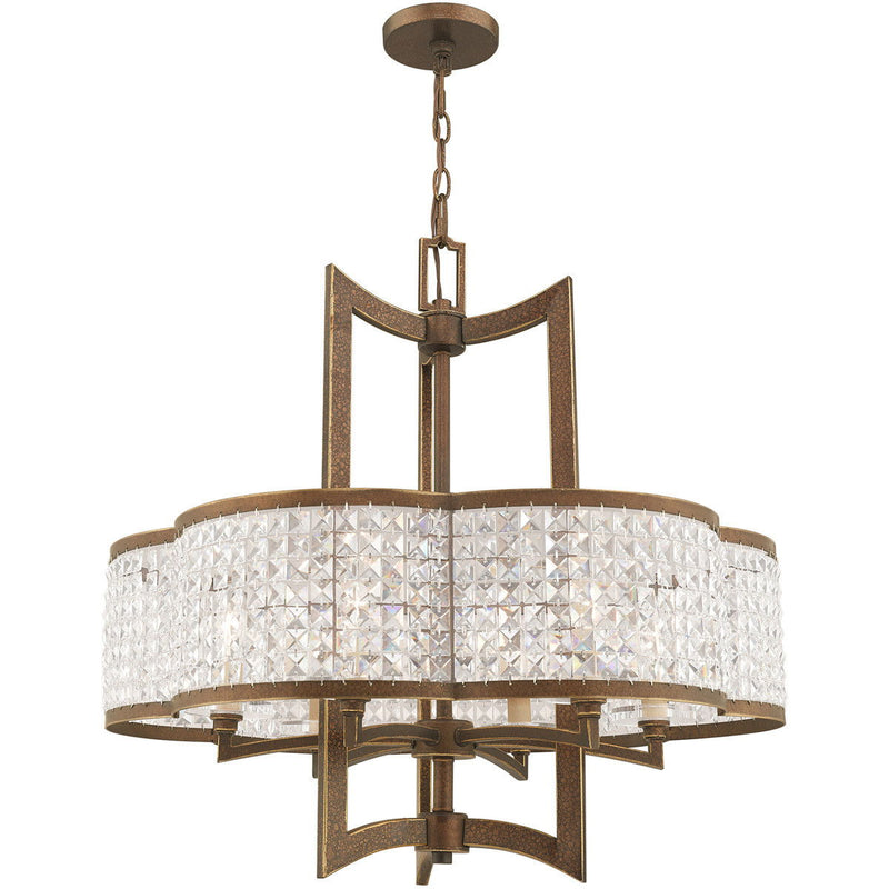 26'' Six Light Dimmable Chandelier With Shades - Bronze