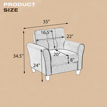 Load image into Gallery viewer, 35&quot; Modern Living Room Armchair Linen Upholstered Couch Furniture for Home or Office ,Light Grey-Blue,(1-Seat,Old Sku:WF288517AAC)
