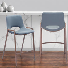 Load image into Gallery viewer, 26" Steel Low Back Counter Height Bar Chairs (Set of 2) - Gray And Brown
