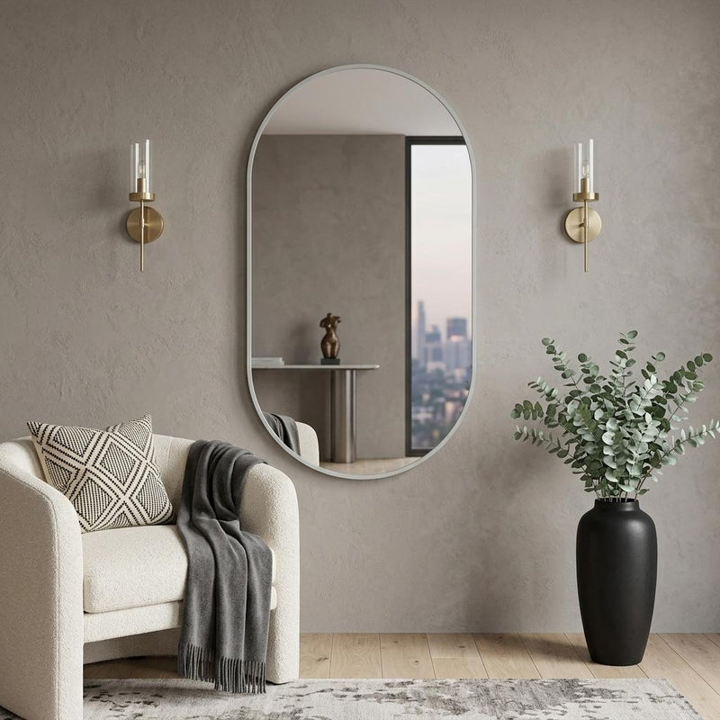 Aluminum Oval Framed Accent Mirror (756100) - Silver