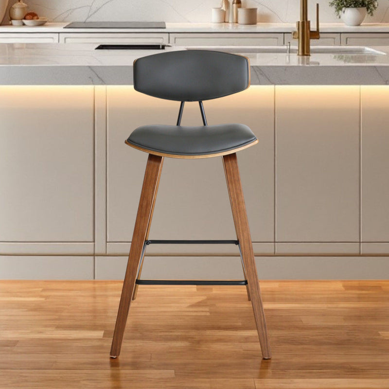 Fabric And Iron Low Back Counter Height Bar Chair - Gray And Brown