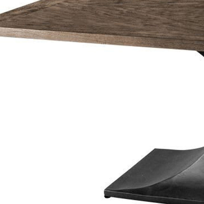79" Solid Wood And Metal Pedestal Base Dining Table - Brown