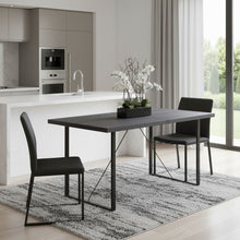 Load image into Gallery viewer, Wood Iron Sled Base Dining Table - Dark Gray / Black

