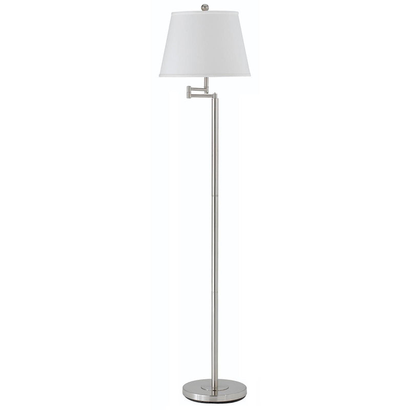 Swing Arm Floor Lamp With White Square Shade - Nickel
