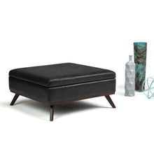 Load image into Gallery viewer, Owen - Square Coffee Table Storage Ottoman - Distressed Black
