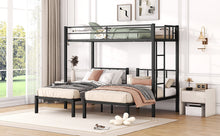 Load image into Gallery viewer, Twin over Twin &amp; Twin Bunk Beds for 3, Twin XL over Twin &amp; Twin Bunk Bed Metal Triple Bunk Bed, Black(Pre-sale date: February 8th.)
