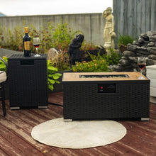 Load image into Gallery viewer, 32" Propane Gas Fire Pit Table With Propane Tank Cover, 50000 Btu Rectangular Steel Fire Pit With Beautiful Wicker Base
