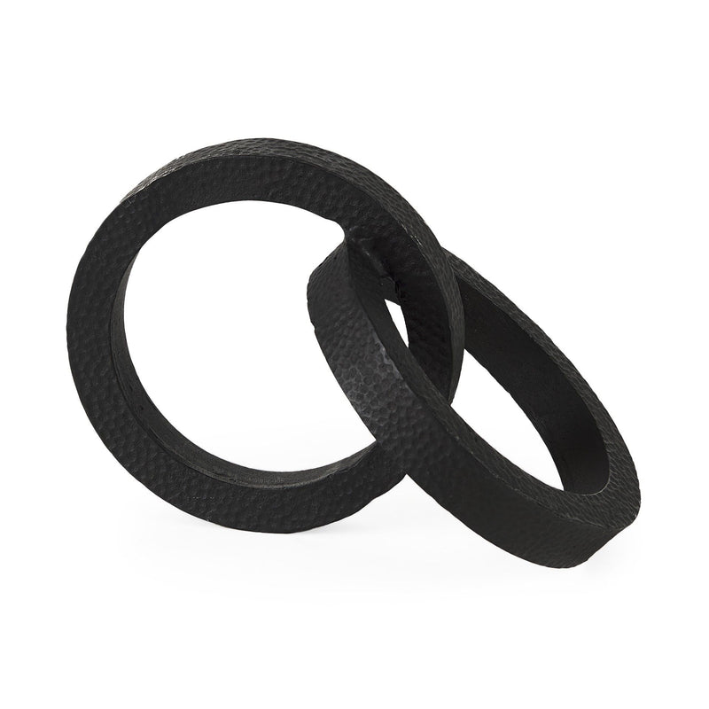 Two Ring Hammered Sculpture - Black