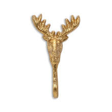 Load image into Gallery viewer, 3" Cast Iron Deer Stag Wall Hook - Gold
