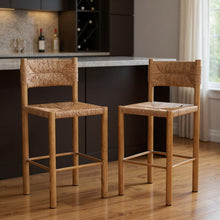 Load image into Gallery viewer, Rattan Aluminum Low Back Bar Height Bar Chairs (Set of 2) - Natural
