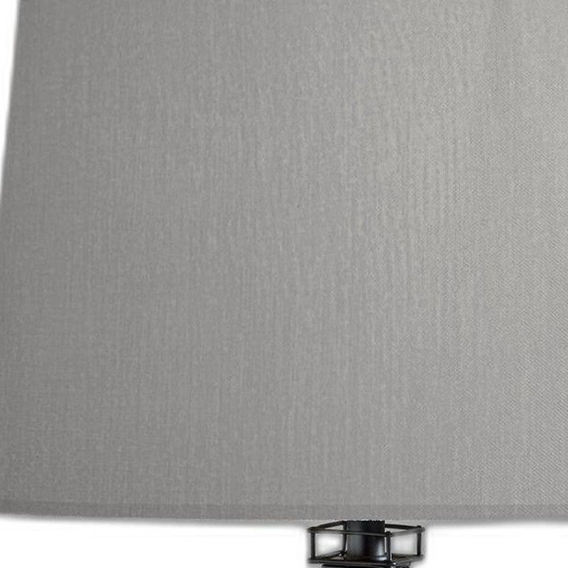 Acrylic Paris Desk Table Lamp With Gray Drum Shade - Black