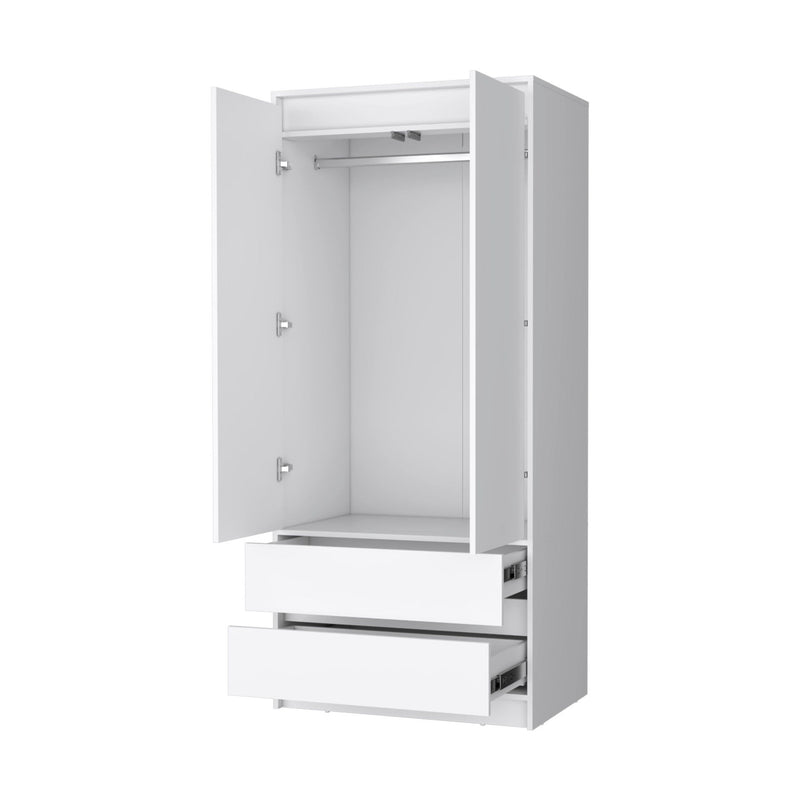 Accent Cabinet Soft Close With Multiple Shelves And Two Drawers - White
