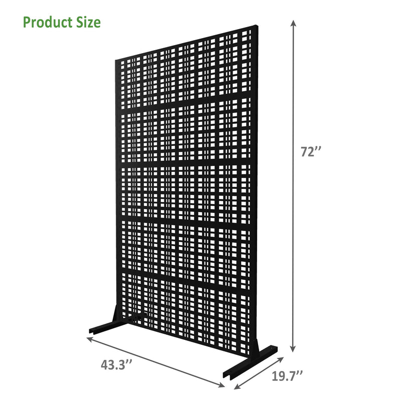 Outdoor And Indoor Divider With Freestanding Decorative Privacy Screen - Black