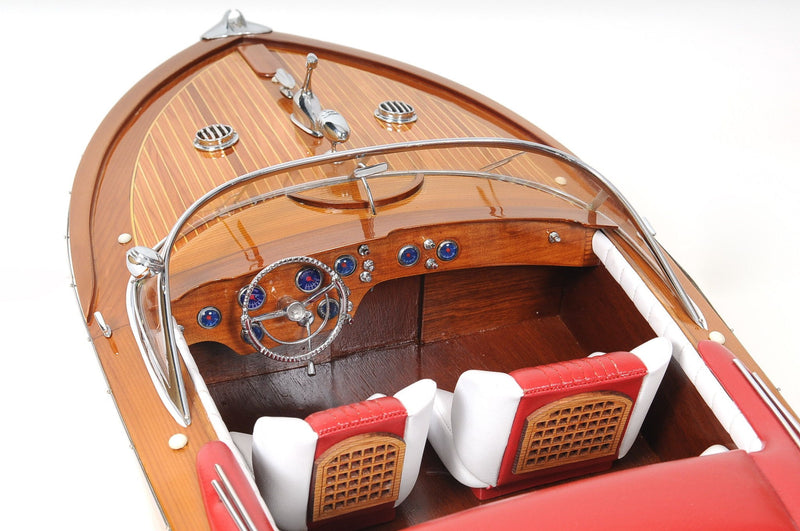 Hand Painted Riva Aquarama Speedboat Exclusive Display Case Edition Model Boat - Aqua