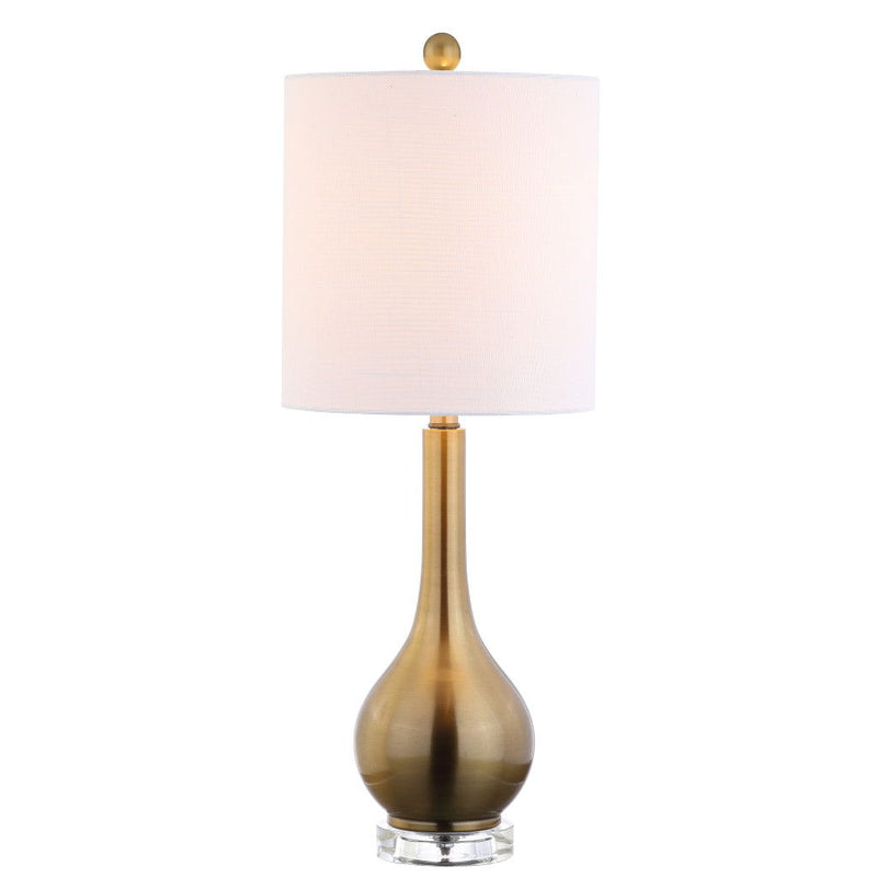 Gourd Table Lamp LED With Drum Shade - Brass