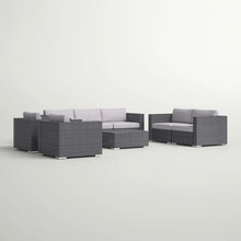 Load image into Gallery viewer, 7 Person Outdoor Seating Group With Cushions - Gray / Silver
