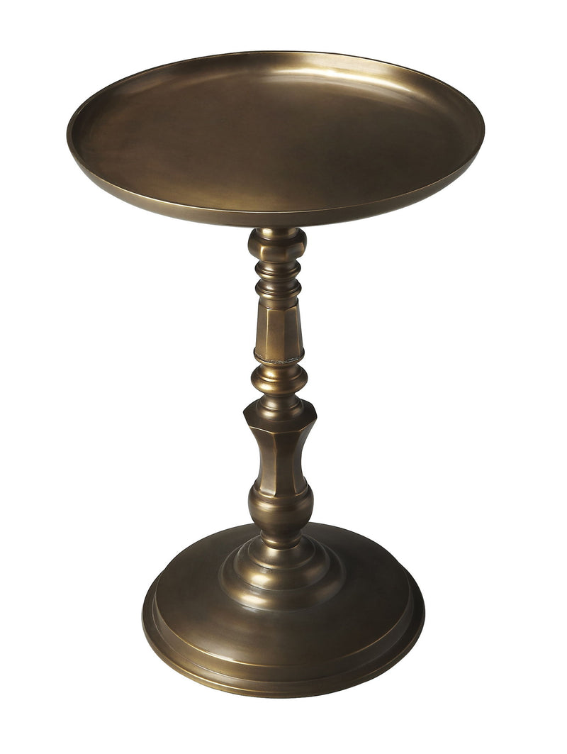 24" Metal Round Pedestal End Table - Bronze