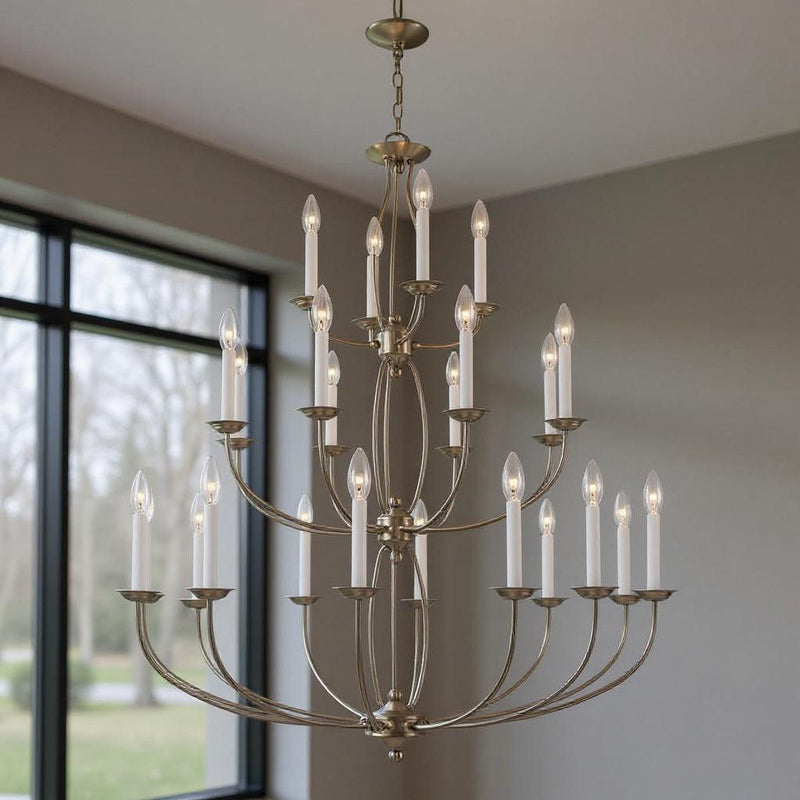 50" Multi Light Dimmable Chandelier With Shades - Nickel