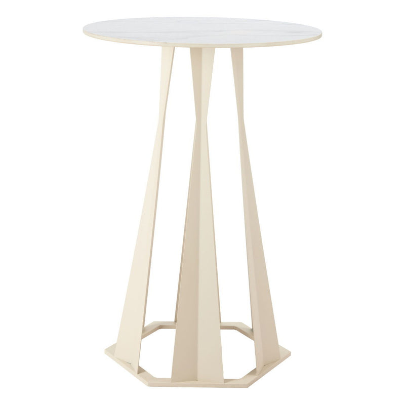 Faux Marble Rounded Bar Table - White