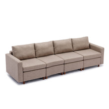 Load image into Gallery viewer, 4 Seat Module Sectional Sofa Couch With 1 Ottoman for living room,Seat Cushion and Back Cushion Non-Removable and Non-Washable,Brown
