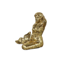 Load image into Gallery viewer, Mermaid Hand Painted Statue Tabletop Sculpture - Antiqued Brass
