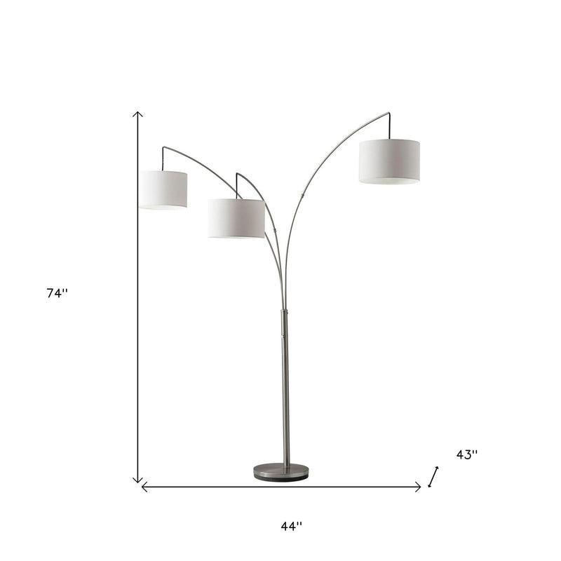 Steel Three Light Tree Floor Lamp With Solid Color Drum Shade - Silver / White