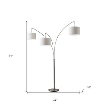 Load image into Gallery viewer, Steel Three Light Tree Floor Lamp With Solid Color Drum Shade - Silver / White
