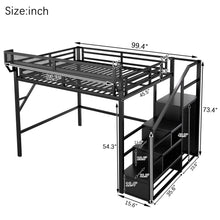 Load image into Gallery viewer, Loft Bed With Storage Shelves, Wardrobe
