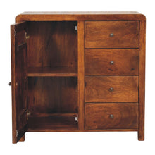 Load image into Gallery viewer, 32" Distressed Solid Wood Accent Cabinet With Single Door And Four Drawers - Brown
