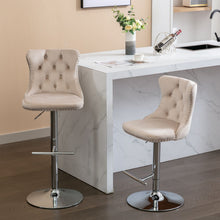 Load image into Gallery viewer, Swivel Barstools Adjusatble Seat Height From 25-33", Modern Upholstered Base Bar Stools With Backs Comfortable Tufted For Home Pub And Kitchen Island (Set of 2)
