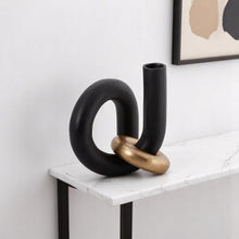Load image into Gallery viewer, Modern Abstract Tabletop Sculpture - Black / Gold
