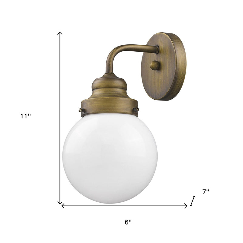 One Light Wall Sconce With Round Glass Shade - Gold