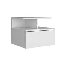 Load image into Gallery viewer, 12" One Drawer Faux Wood Floating Nightstand - White
