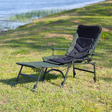 Load image into Gallery viewer, Camping Lounge Chair With Detachable Footrest, Portable Folding Reclining Camping Chair With Adjustable Backrest For Indoor And Outdoor Camping Beach Hiking Fishing - Green / Black
