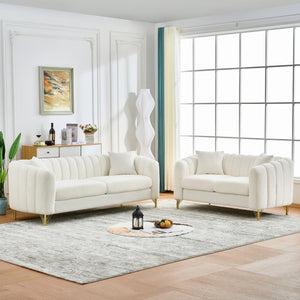 Oversized Sofa, 3 And 2 Seater - Beige