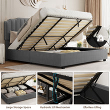 Load image into Gallery viewer, LIFT UP QUEEN SIZE BED VELVET GREY
