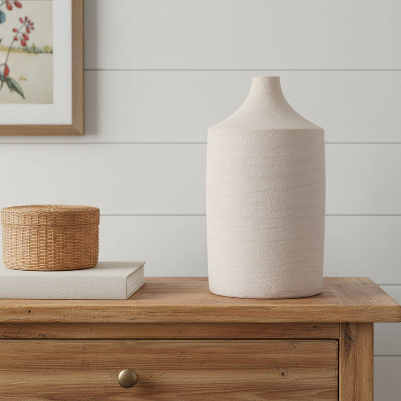 Recycled Cylinder Jug Floor Vase - Beige
