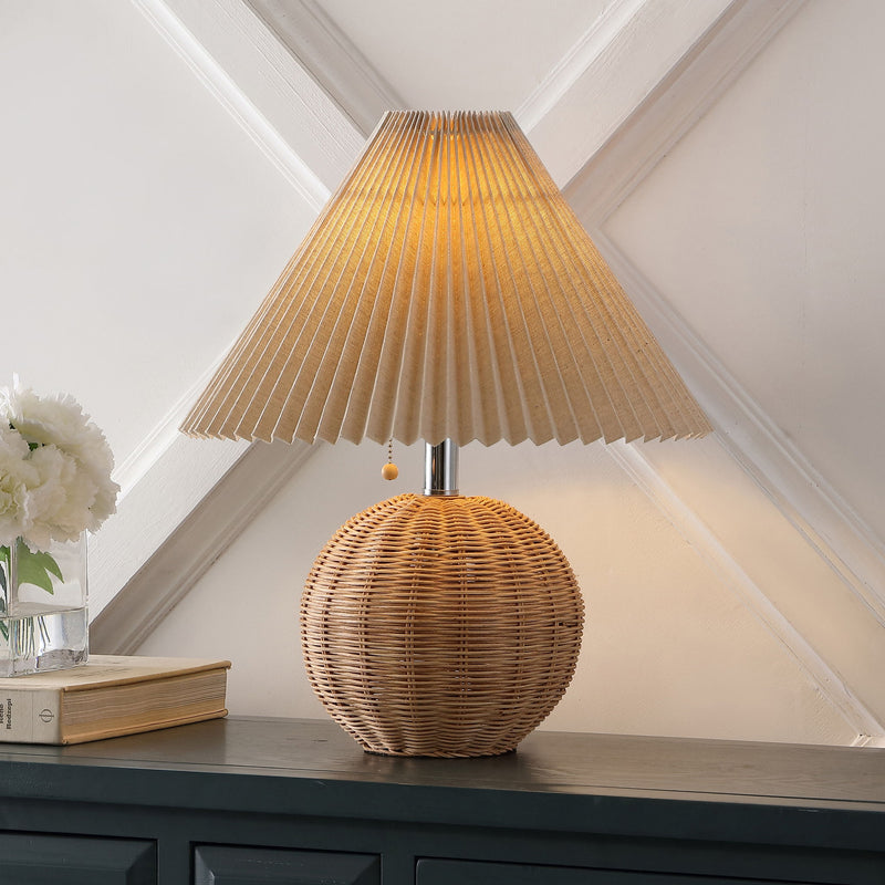 Round Table Lamp LED With Empire Shade - Natural