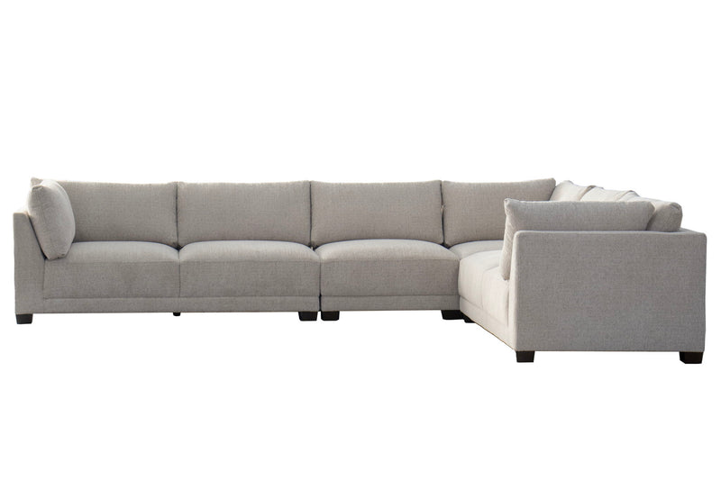 Canvas L Shaped Four Piece Sofa And Chaise Sectional With Toss Pillows - Beige