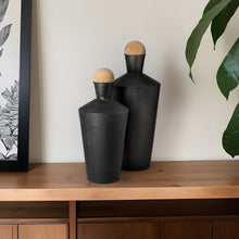 Load image into Gallery viewer, Cylindrical Urns (Set of 2) - Black / Brown
