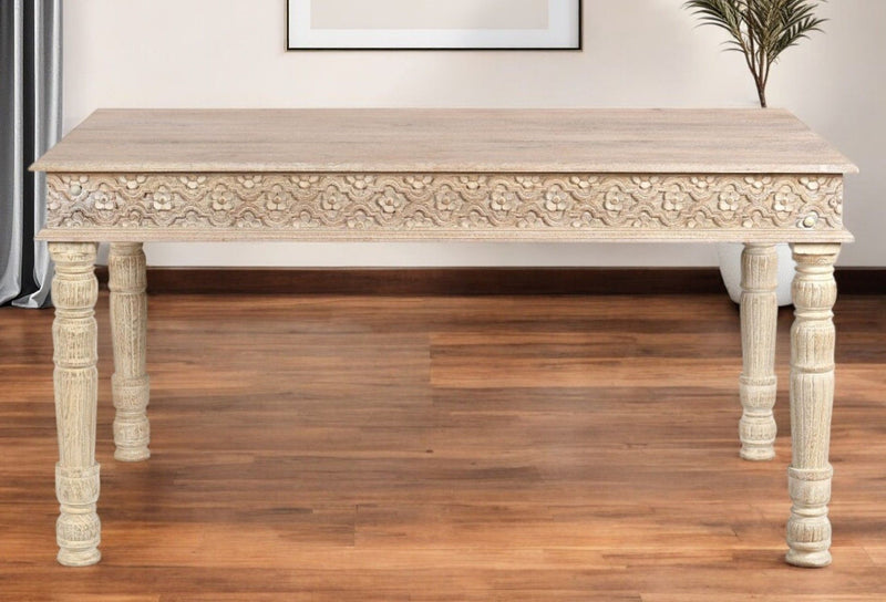 Solid Wood Dining Table (521835) - White