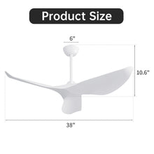 Load image into Gallery viewer, Ceiling Fan Without Light, DC Motor Remote Control Fan For Indoor / Outdoor Use - White
