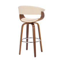 Load image into Gallery viewer, Solid Wood Swivel Low Back Counter Height Bar Chair - Cream And Brown
