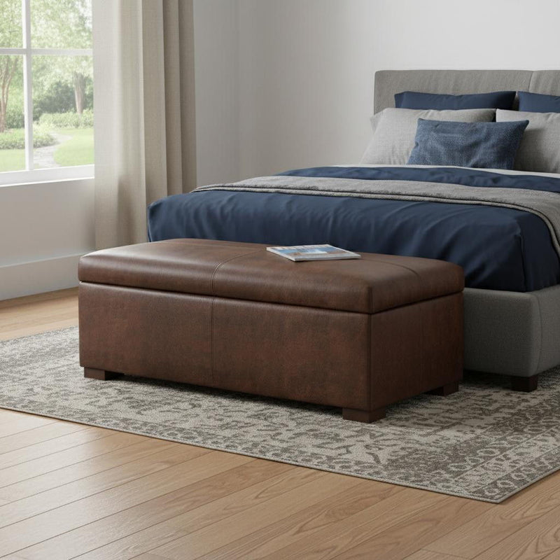 48" Upholstery Storage Ottoman - Walnut / Brown
