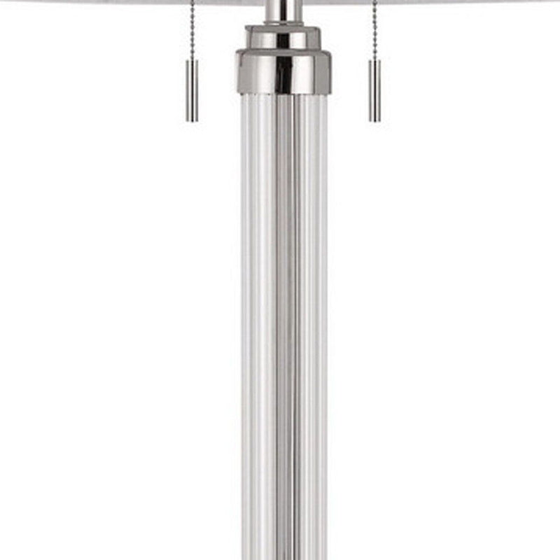 Two Light Traditional Shaped Floor Lamp With White Rectangular Shade - Chrome