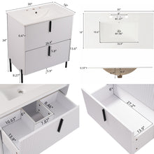 Load image into Gallery viewer, Bathroom Vanity With Ceramic Sink, Fluted Design
