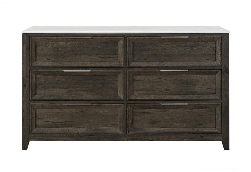 Wood Six Drawer Double Dresser (766572) - Dark Brown
