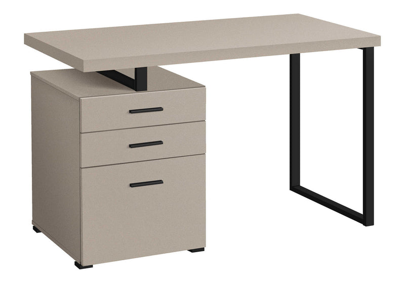 47" Wood And Metal Sled Computer Desk With Three Drawers - Taupe And Black
