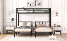 Load image into Gallery viewer, Twin over Twin &amp; Twin Bunk Beds for 3, Twin XL over Twin &amp; Twin Bunk Bed Metal Triple Bunk Bed, Black(Pre-sale date: February 8th.)
