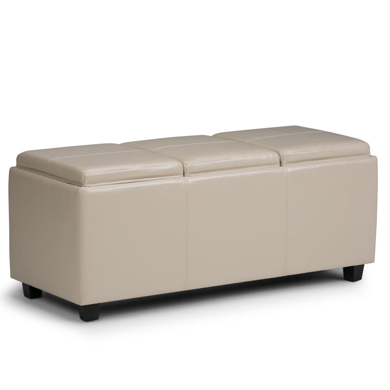 42" Upholstery Storage Ottoman - Dark Brown / Cream